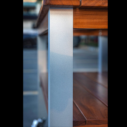 African Teak Table for Large Big Green Egg with Aluminum Legs