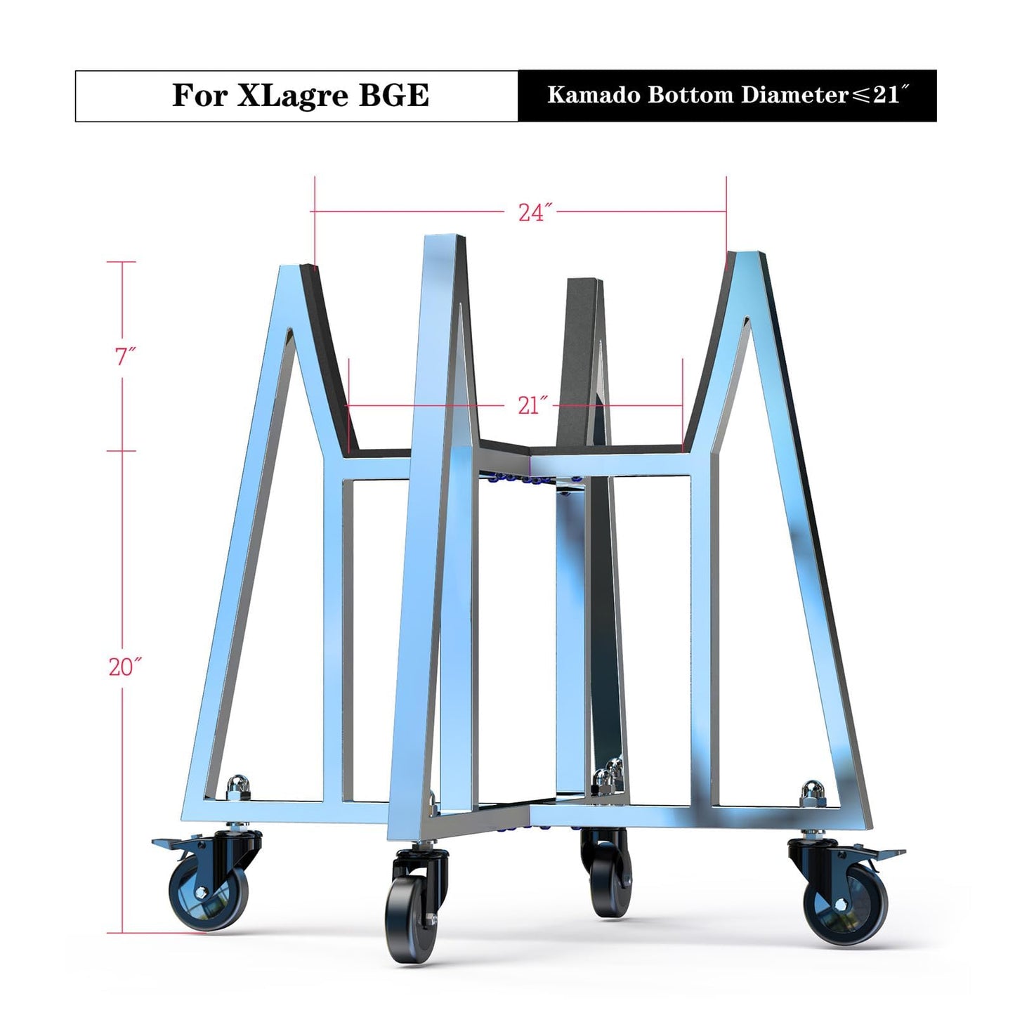 Stainless Steel Rolling Grill Cart for Big Green Egg