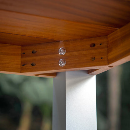 African Teak Table for Large Big Green Egg with Aluminum Legs