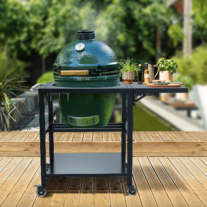 Big Green Egg Grill Cart Table with Foldable Side Table
