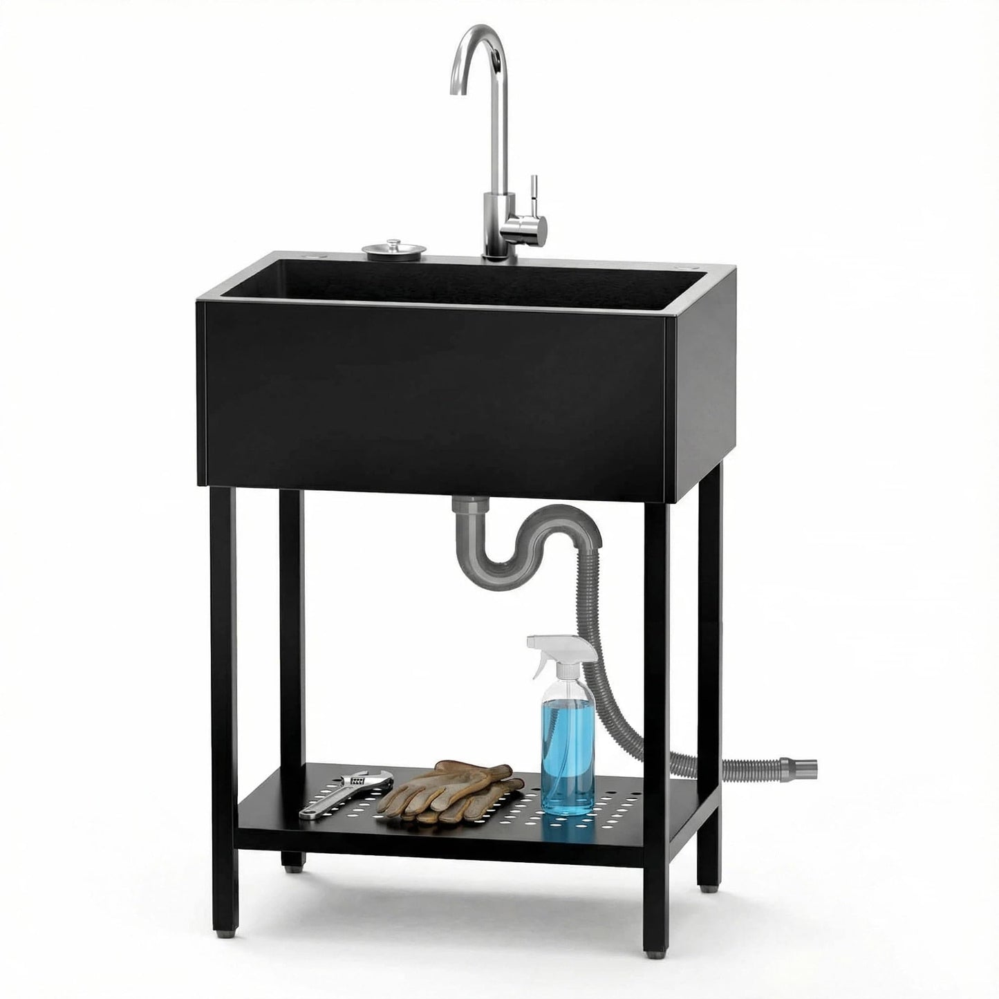 26" Freestanding Stainless Steel Utility Sink w/ Full Accessories