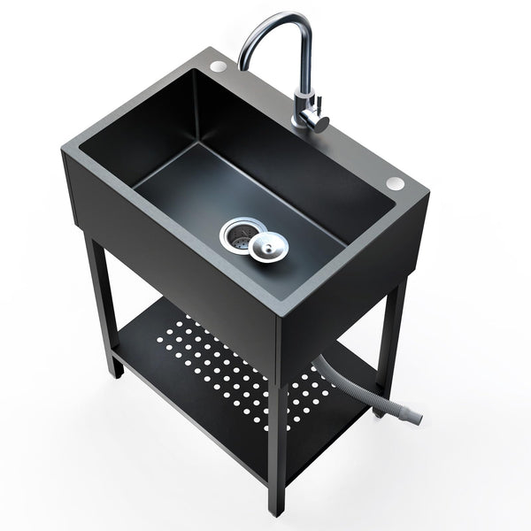 26" Freestanding Stainless Steel Utility Sink w/ Full Accessories