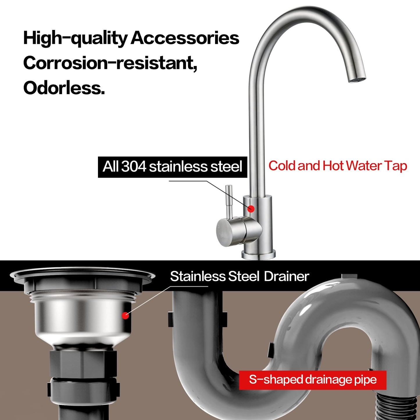 26" Freestanding Stainless Steel Utility Sink w/ Full Accessories