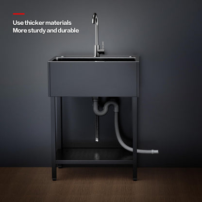 26" Freestanding Stainless Steel Utility Sink w/ Full Accessories