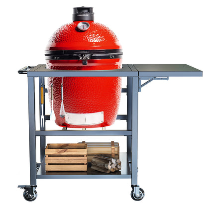 Grill Table Cart for Kamado Joe Classic with 3 inch Casters, Sturdy Side Table, Hooks