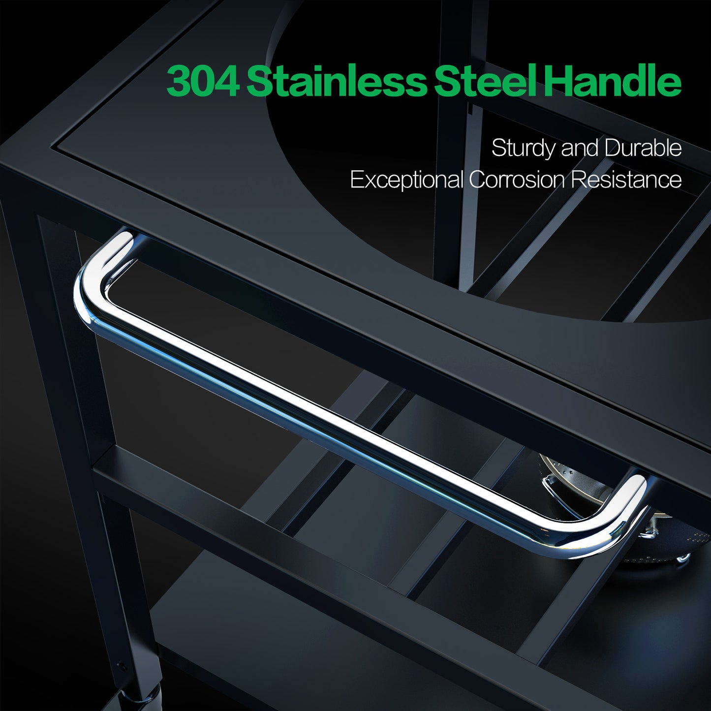 Grill Table Cart for Kamado Joe Classic with 3 inch Casters, Sturdy Side Table, Hooks