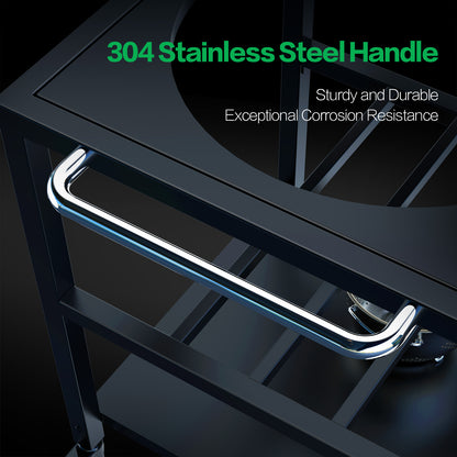 Grill Table Cart for Kamado Joe Classic with 3 inch Casters, Sturdy Side Table, Hooks