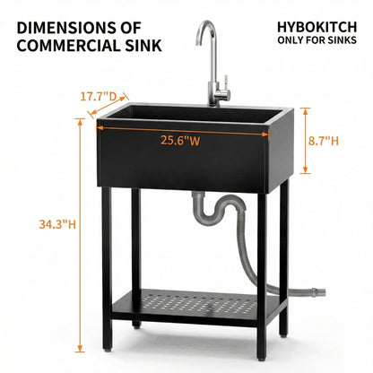26" Freestanding Stainless Steel Utility Sink w/ Full Accessories